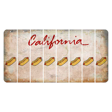 California White Cut License Plate Strips (Set of 8) Hotdog