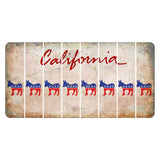 California White Cut License Plate Strips (Set of 8) Democrat