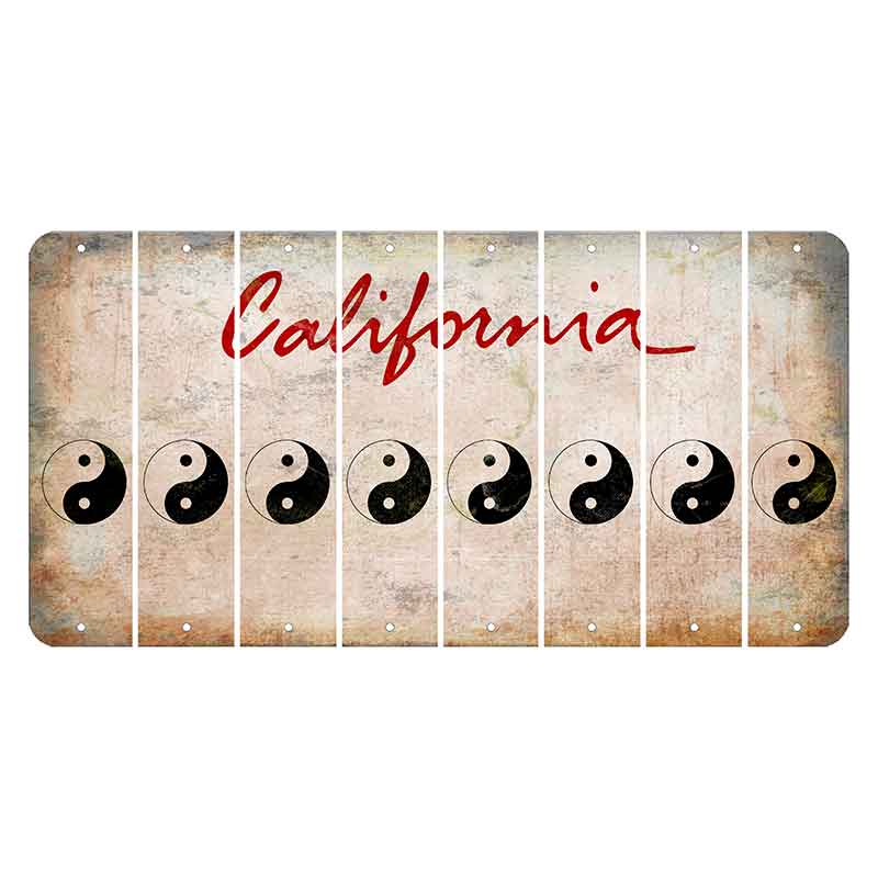 California White Cut License Plate Strips (Set of 8) Yin Yang