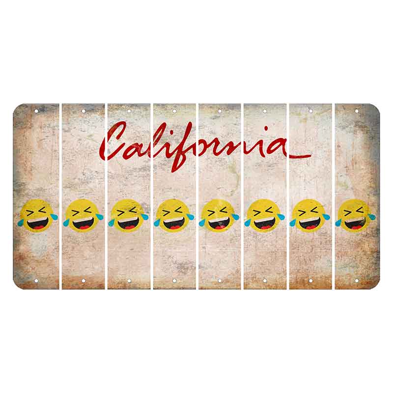 California White Cut License Plate Strips (Set of 8) Emoji - Laughing