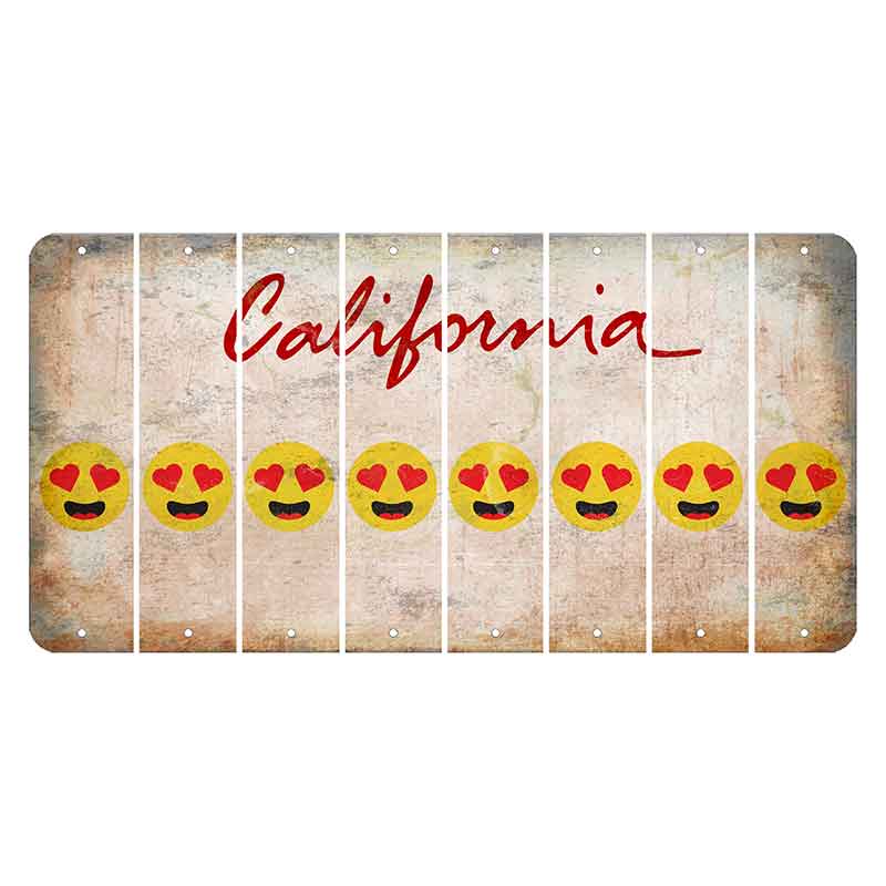 California White Cut License Plate Strips (Set of 8) Emoji - Heart Eyes