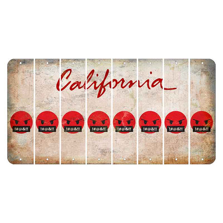 California White Cut License Plate Strips (Set of 8) Emoji - Pissed