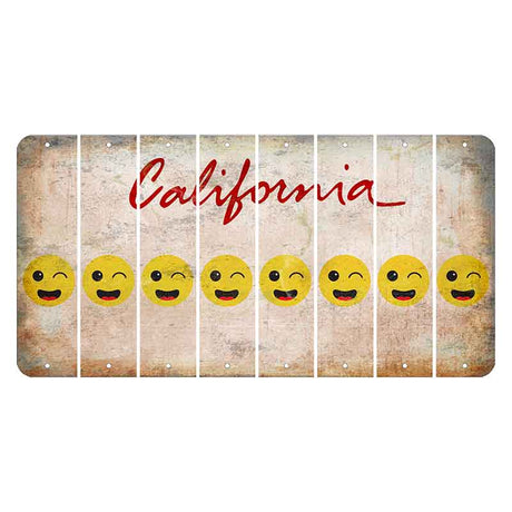 California White Cut License Plate Strips (Set of 8) Emoji - Winking