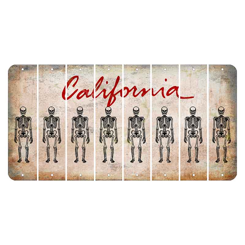 California White Cut License Plate Strips (Set of 8) Skeleton