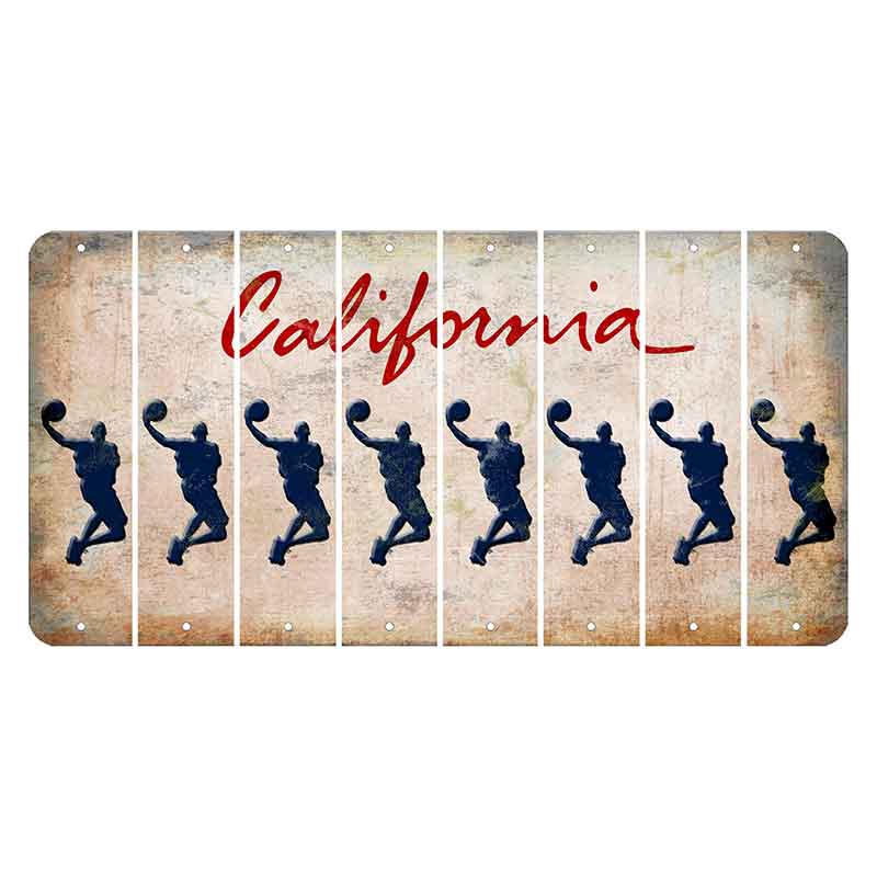 California White Cut License Plate Strips (Set of 8) Basketball Player