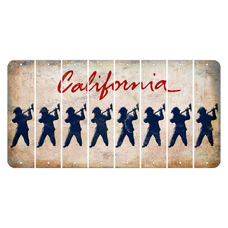 California White Cut License Plate Strips (Set of 8) Fireman with Axe