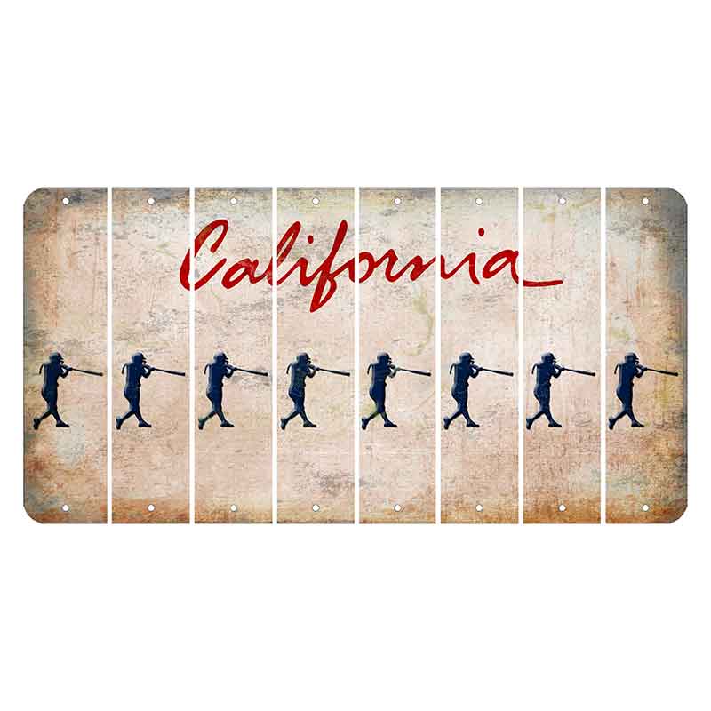 California White Cut License Plate Strips (Set of 8) Softball Batter