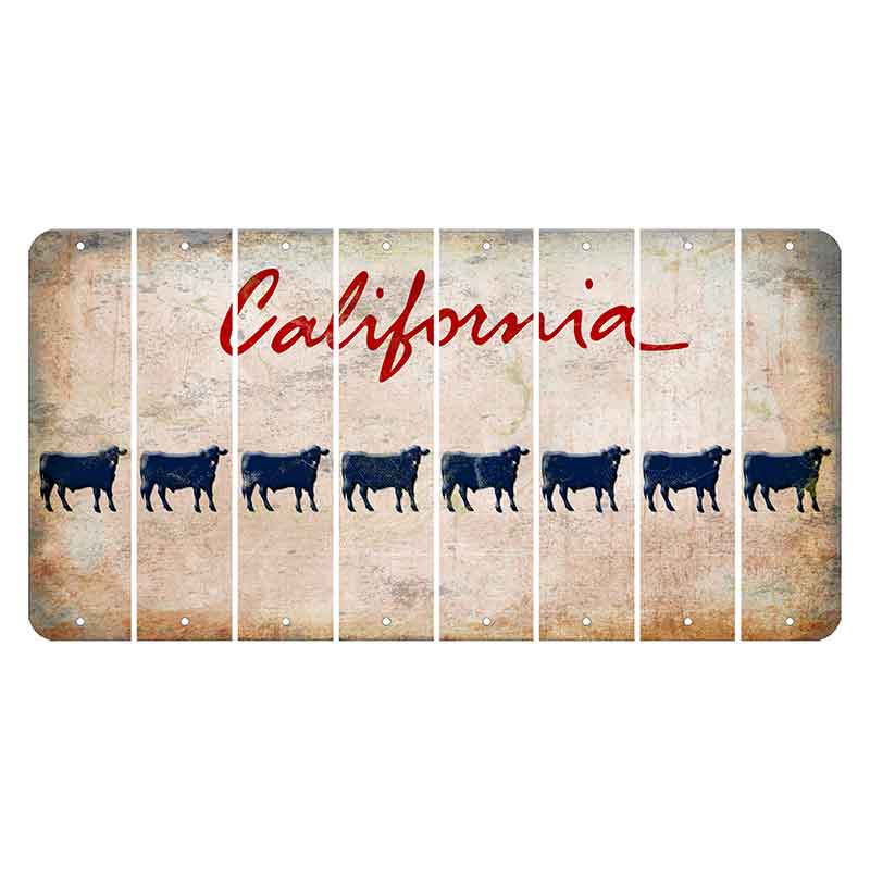 California White Cut License Plate Strips (Set of 8) Dairy Cow