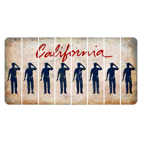 California White Cut License Plate Strips (Set of 8) Police Officer
