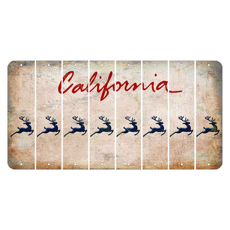 California White Cut License Plate Strips (Set of 8) Reindeer