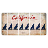 California White Cut License Plate Strips (Set of 8) Howling Wolf