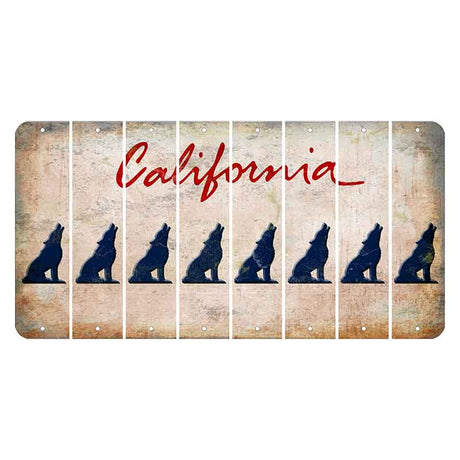 California White Cut License Plate Strips (Set of 8) Howling Wolf