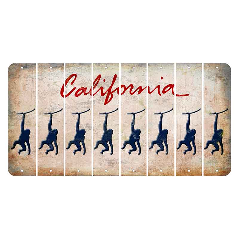 California White Cut License Plate Strips (Set of 8) Monkey