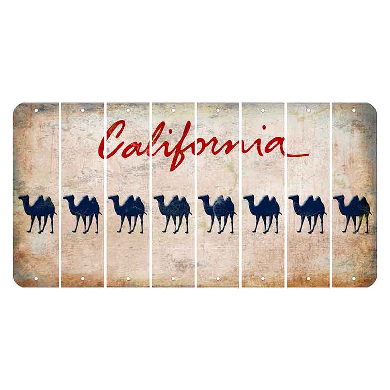 California White Cut License Plate Strips (Set of 8) Camel