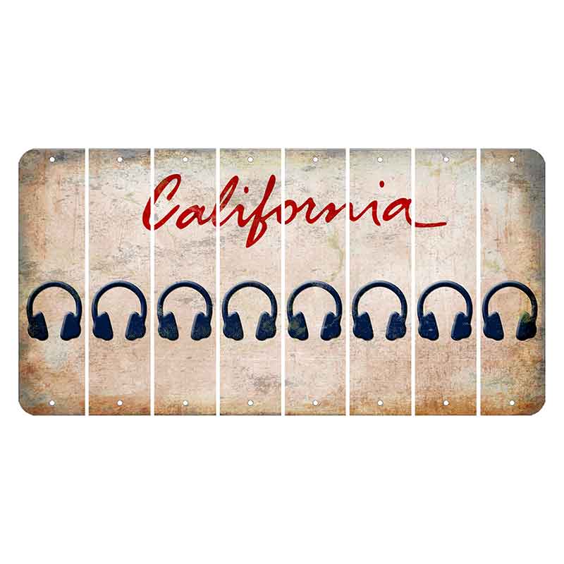 California White Cut License Plate Strips (Set of 8) Headphones