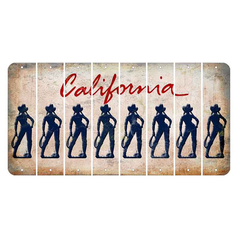 California White Cut License Plate Strips (Set of 8) Cowgirl