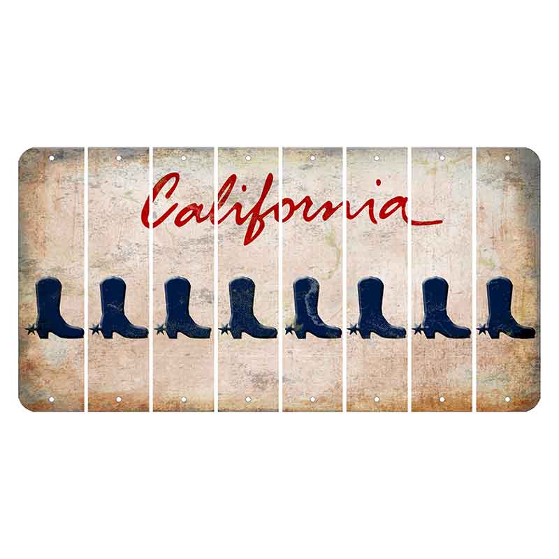 California White Cut License Plate Strips (Set of 8) Cowboy Boot