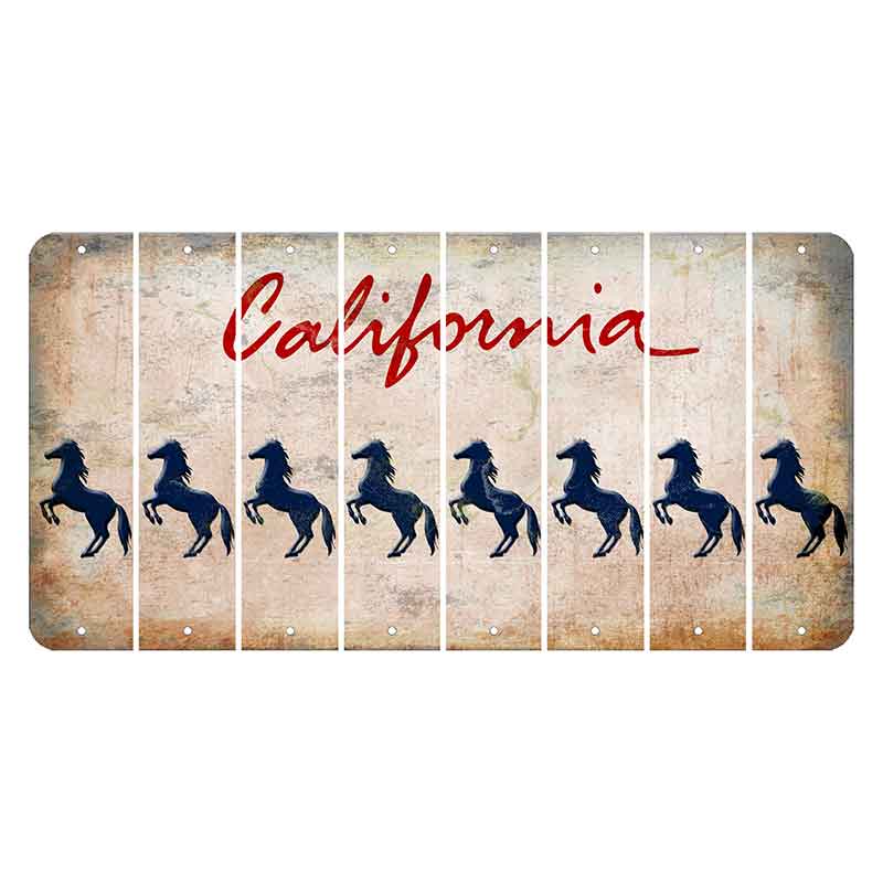 California White Cut License Plate Strips (Set of 8) Horse