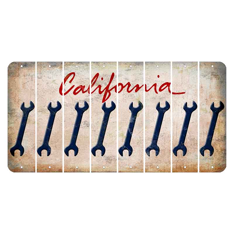 California White Cut License Plate Strips (Set of 8) Wrench