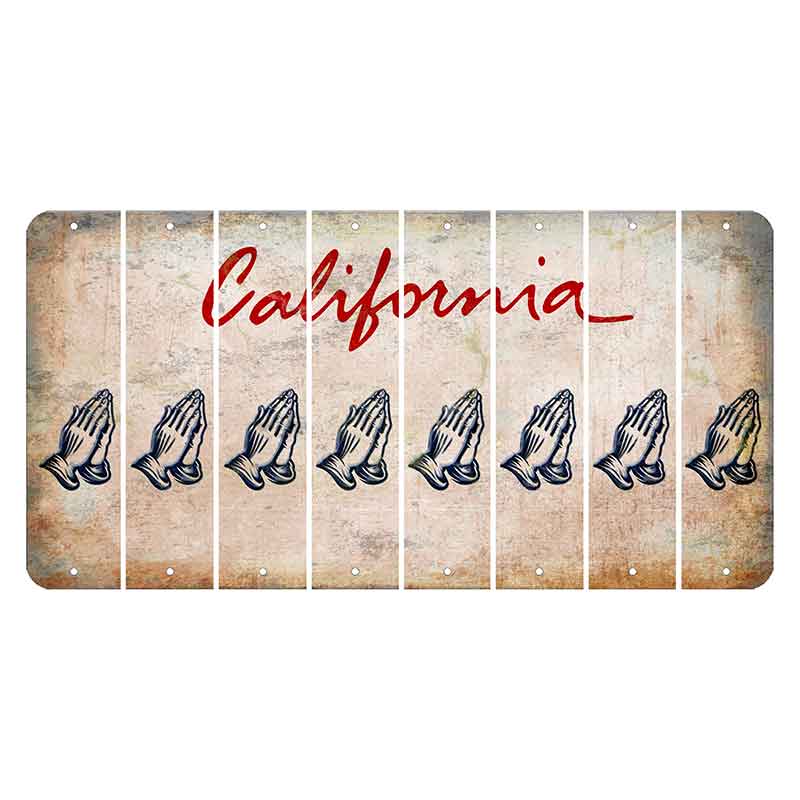 California White Cut License Plate Strips (Set of 8) Praying Hands