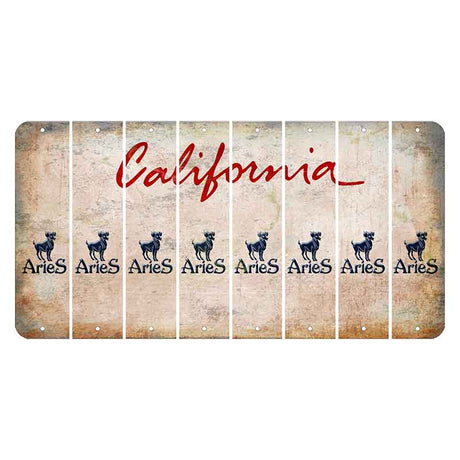 California White Cut License Plate Strips (Set of 8) Zodiac Sign - Aries