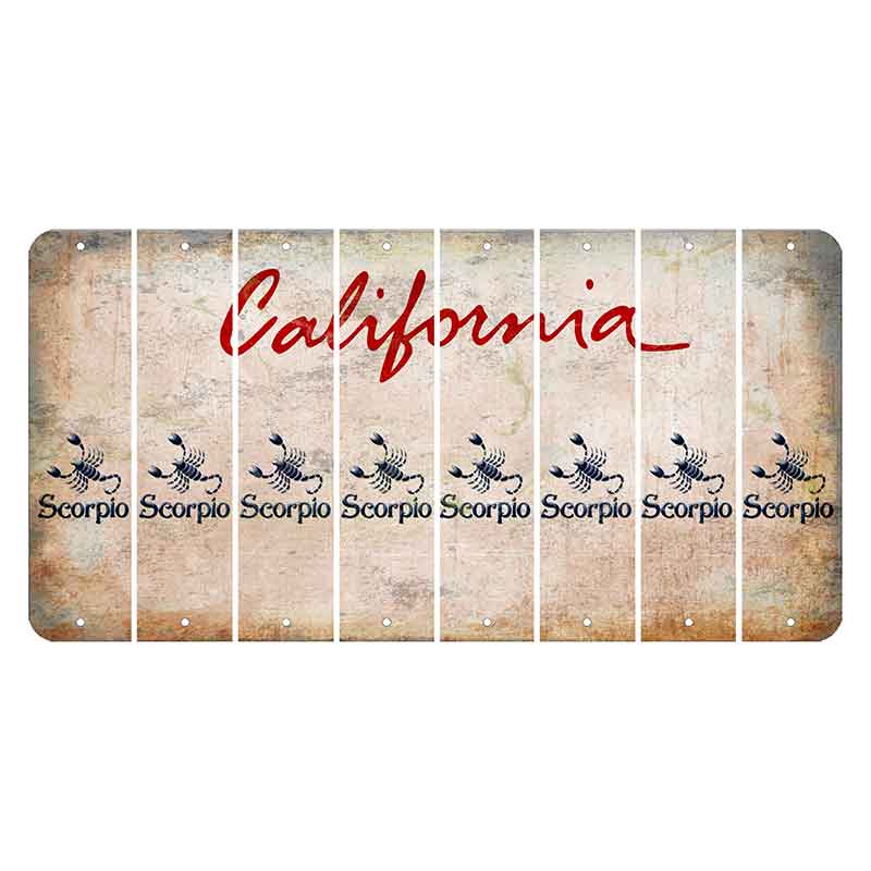 California White Cut License Plate Strips (Set of 8) Zodiac Sign - Scorpio