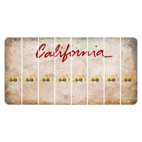 California White Cut License Plate Strips (Set of 8) Backhoe