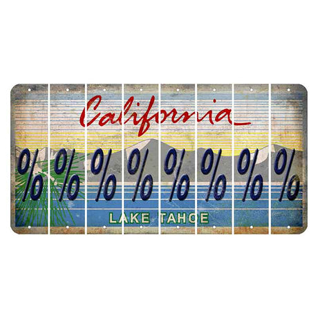 California Lake Tahoe Cut License Plate Strips (Set of 8) Percent Sign