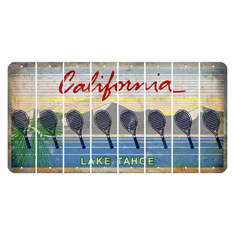California Lake Tahoe Cut License Plate Strips (Set of 8) Tennis Racket
