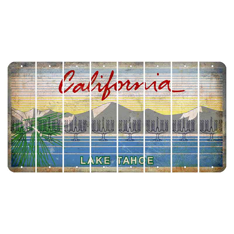 California Lake Tahoe Cut License Plate Strips (Set of 8) Menorah
