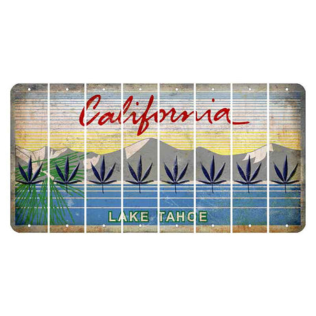 California Lake Tahoe Cut License Plate Strips (Set of 8) Pot Leaf