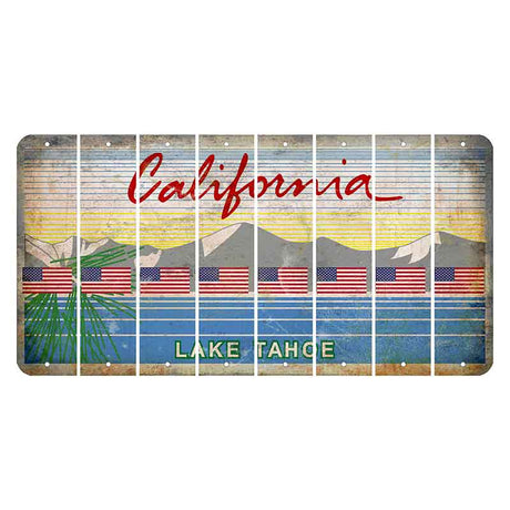 California Lake Tahoe Cut License Plate Strips (Set of 8) American Flag