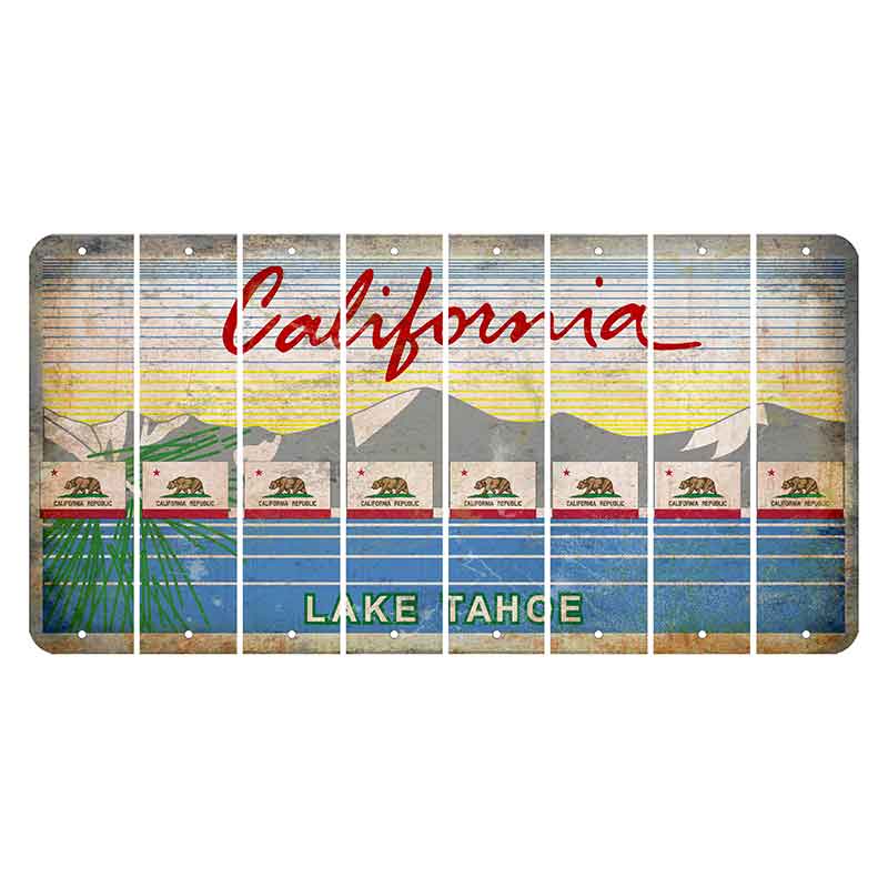 California Lake Tahoe Cut License Plate Strips (Set of 8) State Flag