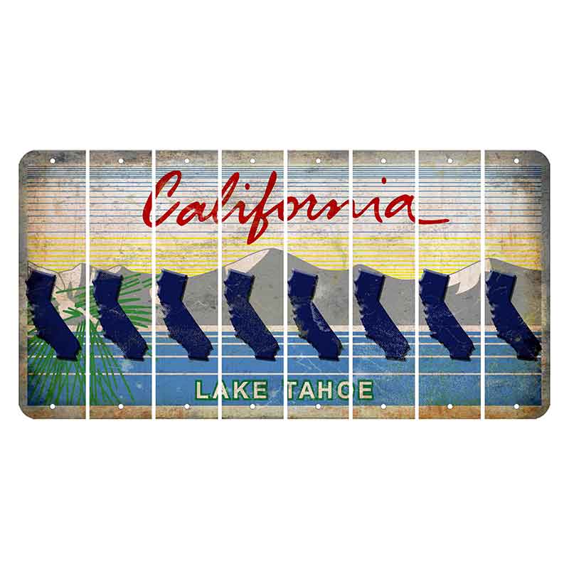 California Lake Tahoe Cut License Plate Strips (Set of 8) State Silhouette