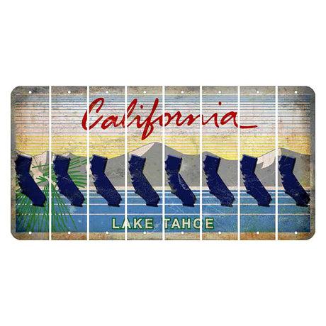 California Lake Tahoe Cut License Plate Strips (Set of 8) State Silhouette