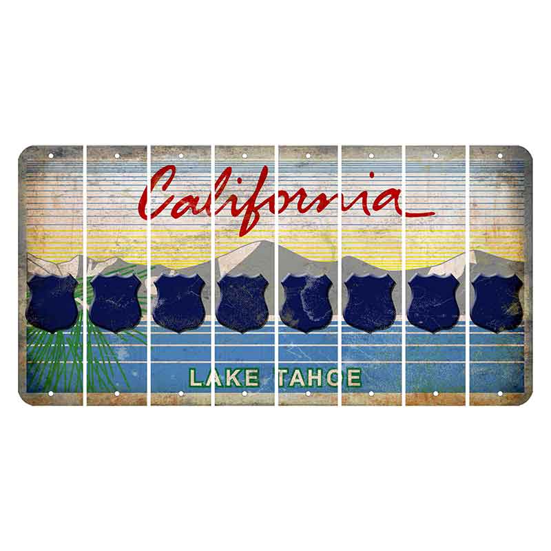 California Lake Tahoe Cut License Plate Strips (Set of 8) Police Badge