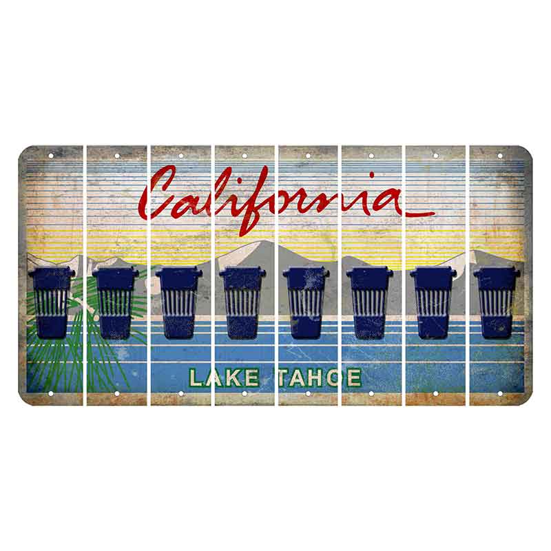 California Lake Tahoe Cut License Plate Strips (Set of 8) Latte