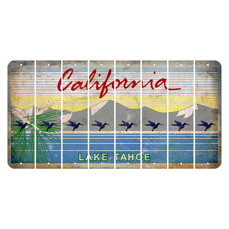 California Lake Tahoe Cut License Plate Strips (Set of 8) Hummingbird