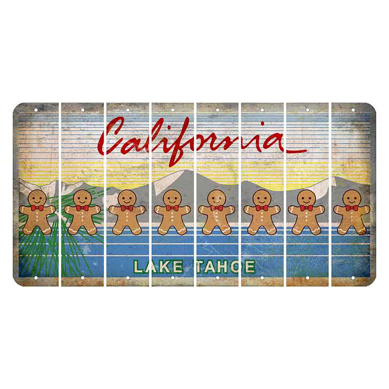 California Lake Tahoe Cut License Plate Strips (Set of 8) Gingerbread Man