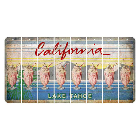 California Lake Tahoe Cut License Plate Strips (Set of 8) Milkshake