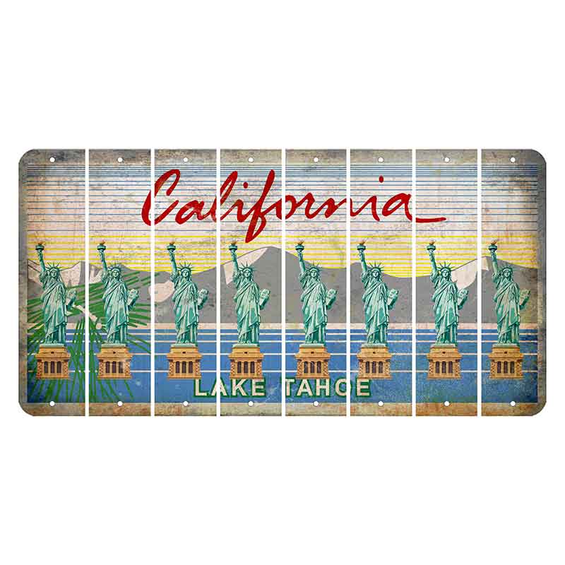 California Lake Tahoe Cut License Plate Strips (Set of 8) Statue of Liberty