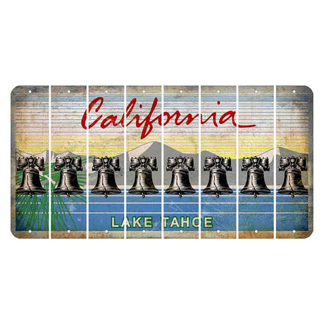 California Lake Tahoe Cut License Plate Strips (Set of 8) Liberty Bell