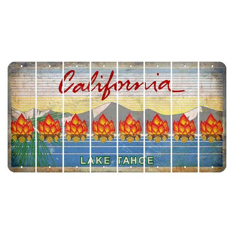 California Lake Tahoe Cut License Plate Strips (Set of 8) Campfire