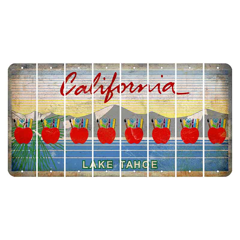California Lake Tahoe Cut License Plate Strips (Set of 8) Teacher Apple