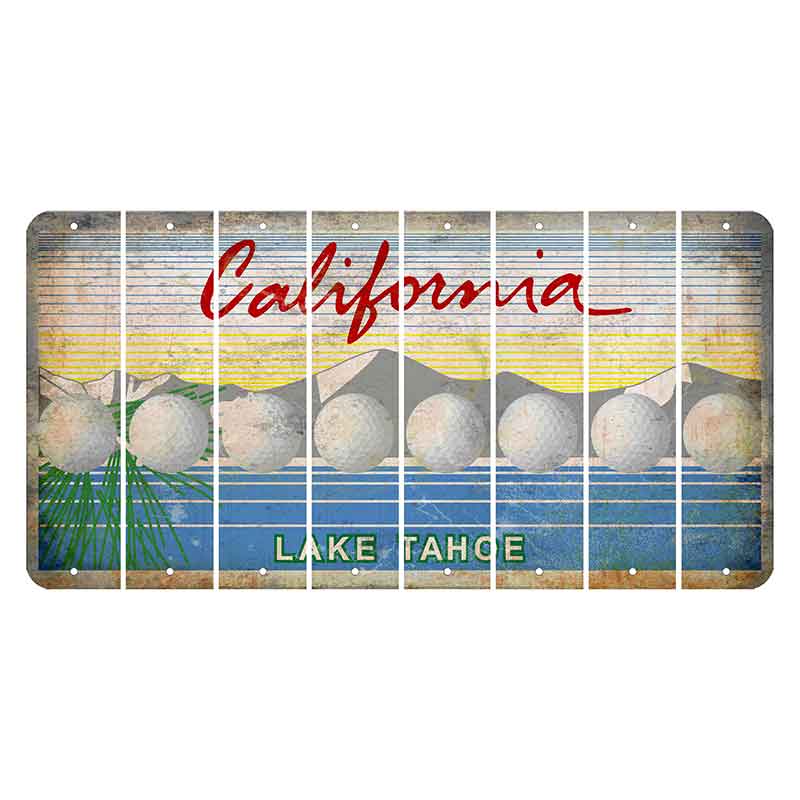 California Lake Tahoe Cut License Plate Strips (Set of 8) Golfball