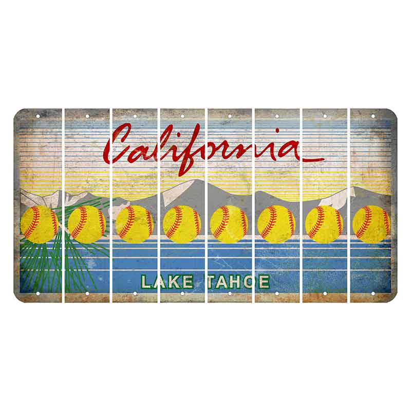 California Lake Tahoe Cut License Plate Strips (Set of 8) Softball
