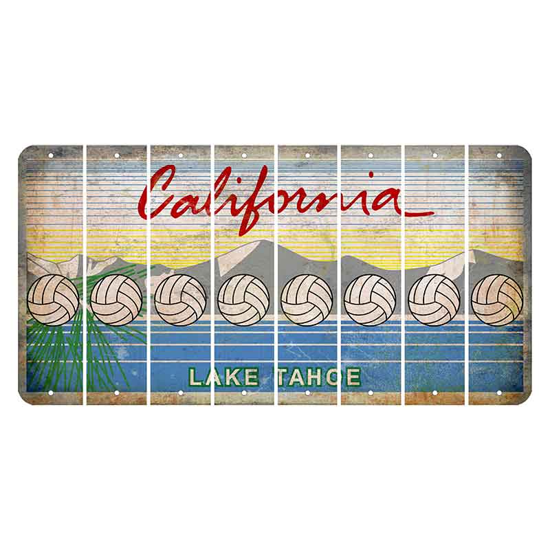 California Lake Tahoe Cut License Plate Strips (Set of 8) Volleyball