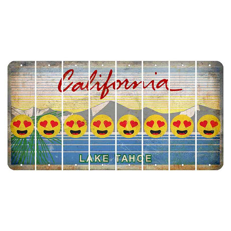 California Lake Tahoe Cut License Plate Strips (Set of 8) Emoji - Heart Eyes