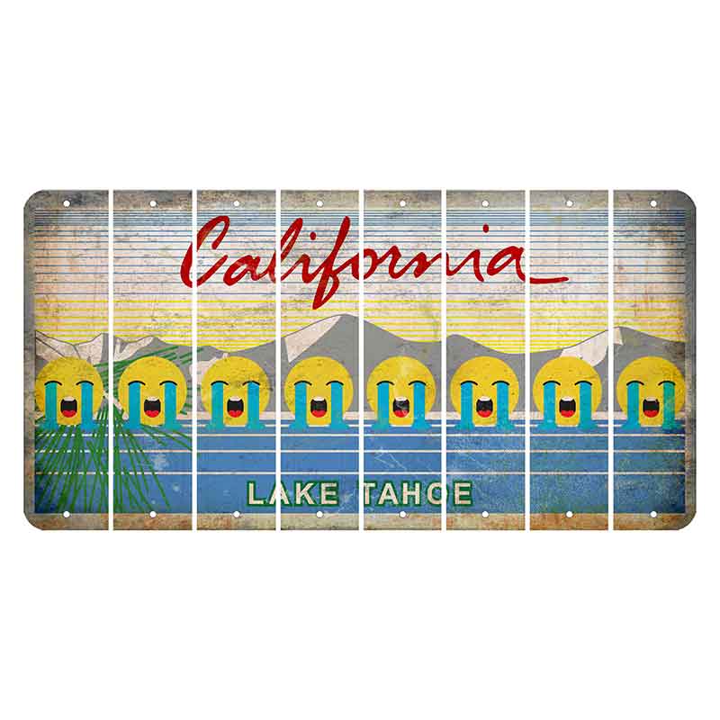 California Lake Tahoe Cut License Plate Strips (Set of 8) Emoji - Crying