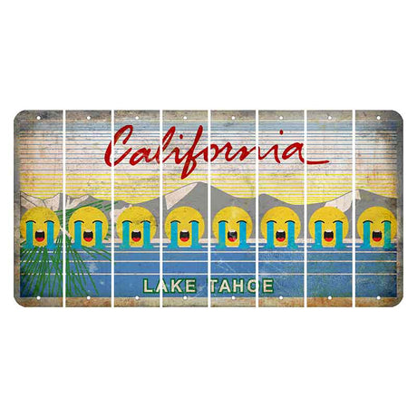 California Lake Tahoe Cut License Plate Strips (Set of 8) Emoji - Crying